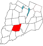 Otsego County map with the Town of Laurens in Red