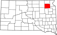 Map of South Dakota highlighting Day County