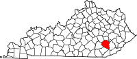 Map of Kentucky highlighting Clay County