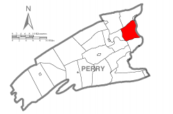 Map of Perry County, Pennsylvania highlighting Buffalo Township