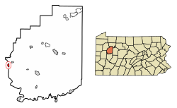Location of Foxburg in Clarion County, Pennsylvania.