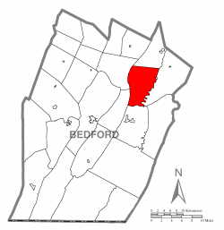 Map of Bedford County, Pennsylvania highlighting Hopewell Township