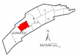 Map of Juniata County, Pennsylvania highlighting Beale Township