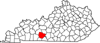 Map of Kentucky highlighting Warren County