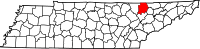Map of Tennessee highlighting Campbell County