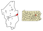 Location of Berwick in Columbia County, Pennsylvania.