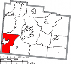 Location of Sugarcreek Township in Greene County