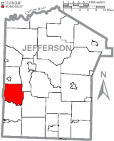 Map of Jefferson County, Pennsylvania Highlighting Beaver Township