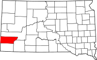 Map of South Dakota highlighting Custer County