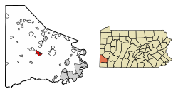 Location of Washington in Washington County, Pennsylvania.
