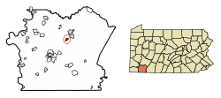 Location of Dunbar in Fayette County, Pennsylvania.