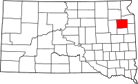 Map of South Dakota highlighting Codington County