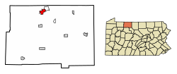 Location of Bradford in McKean County, Pennsylvania.