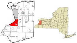 Location of Hamburg in Erie County and New York
