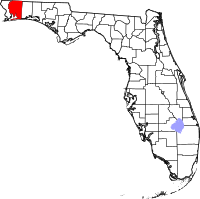 Map of Florida highlighting Santa Rosa County