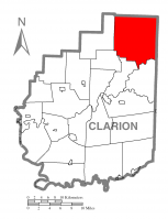 Map of Clarion County, Pennsylvania highlighting Farmington Township