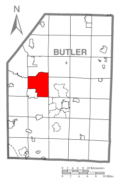 Map of Butler County, Pennsylvania highlighting Franklin Township