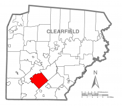 Map of Clearfield County, Pennsylvania highlighting Jordan Township