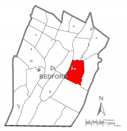 Map of Bedford County, Pennsylvania highlighting West Providence Township