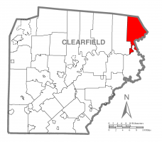 Map of Clearfield County, Pennsylvania highlighting Karthaus Township