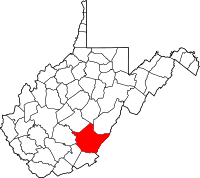 Map of West Virginia highlighting Greenbrier County