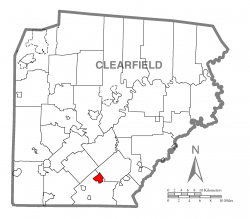 Map showing Glen Hope in Clearfield County