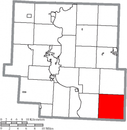 Location of Meigs Township in Muskingum County