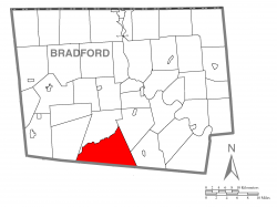 Map of Bradford County with Overton Township highlighted
