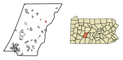 Location of Ashville in Cambria County, Pennsylvania.