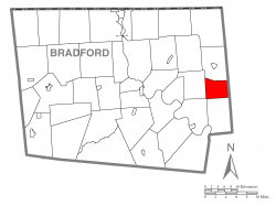 Map of Bradford County with Stevens Township highlighted