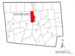 Map of Bradford County with Ulster Township highlighted