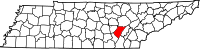 Map of Tennessee highlighting Bledsoe County