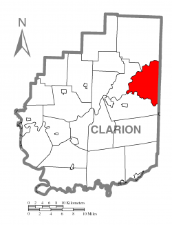 Map of Clarion County, Pennsylvania highlighting Millcreek Township