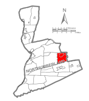 Map of Northumberland County, Pennsylvania highlighting Ralpho Township