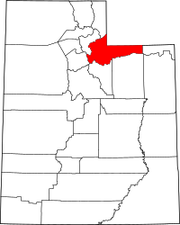 Map of Utah highlighting Summit County