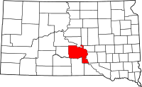 Map of South Dakota highlighting Lyman County