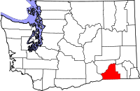Map of Washington highlighting Walla Walla County
