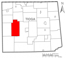 Map of Tioga County with Shippen Township highlighted