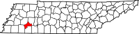 Map of Tennessee highlighting Chester County