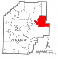Map of Venango County, Pennsylvania highlighting President Township