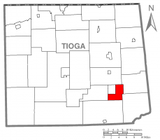 Map of Tioga County Highlighting Hamilton Township