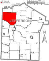 Map of Jefferson County, Pennsylvania Highlighting Eldred Township
