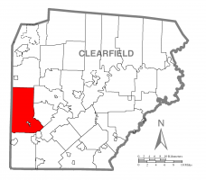 Map of Clearfield County, Pennsylvania highlighting Bell Township