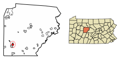 Location of Newburg in Clearfield County, Pennsylvania.
