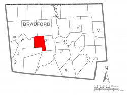 Map of Bradford County with West Burlington Township highlighted