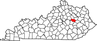 Map of Kentucky highlighting Powell County