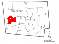 Map of Bradford County with Troy Township highlighted