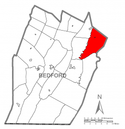 Map of Bedford County, Pennsylvania highlighting Broad Top Township