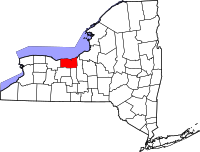 Map of New York highlighting Wayne County