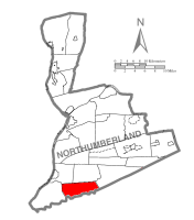 Map of Northumberland County, Pennsylvania highlighting Jordan Township